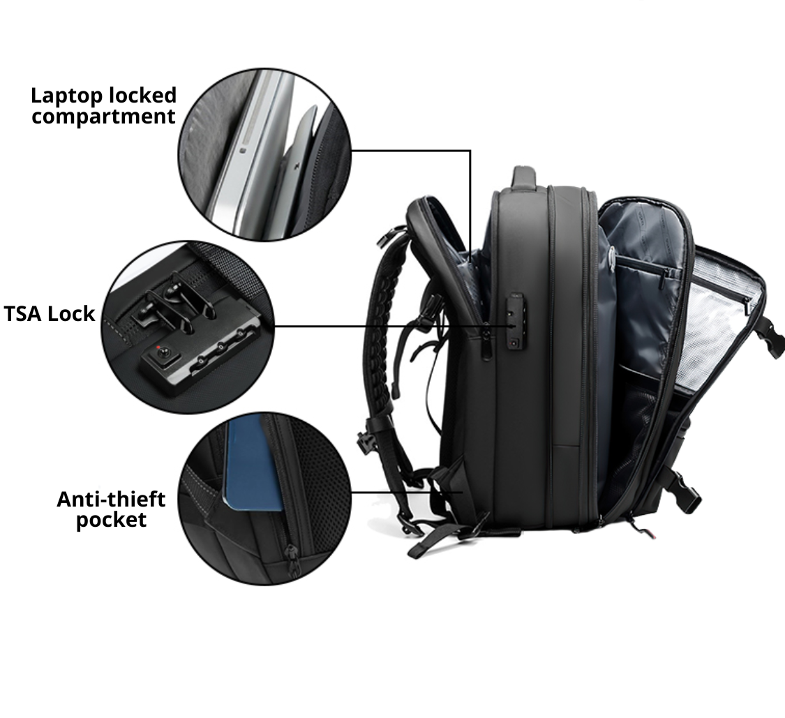 Reisrugzak met Vacuümcompressie – 17” Laptop & Grote Capaciteit