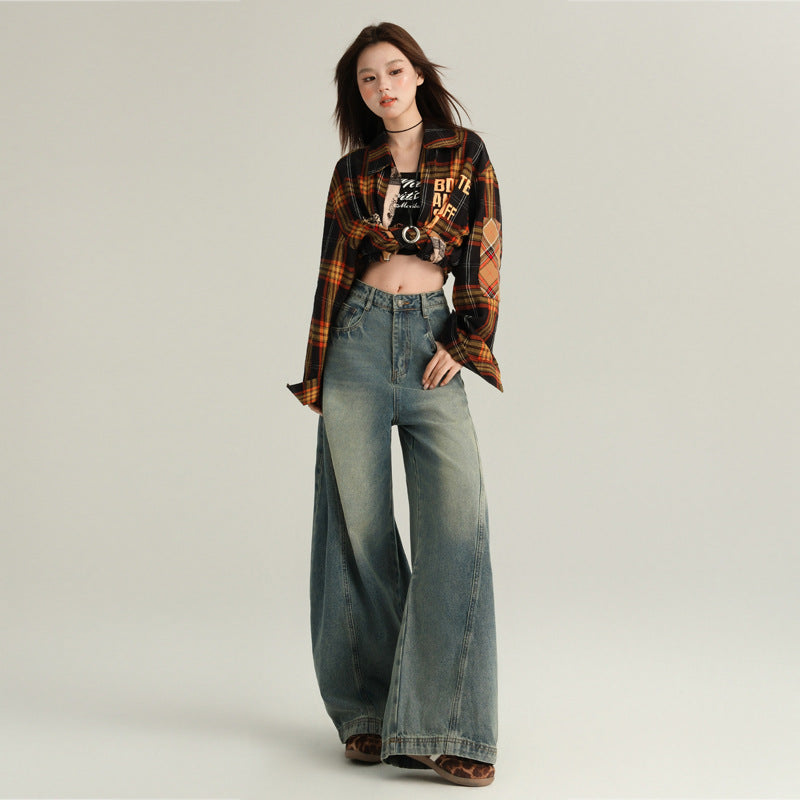 High-Waisted Wide-Leg Denim – Sculpted Elegance & Tijdloze Stijl