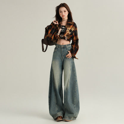 High-Waisted Wide-Leg Denim – Sculpted Elegance & Tijdloze Stijl
