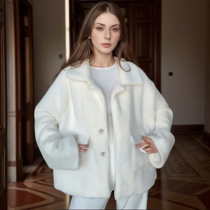 Aurora Plush™ Jas in Fluweelzacht Synthetisch Leer - Luxe en Warmte die je Omhullen!