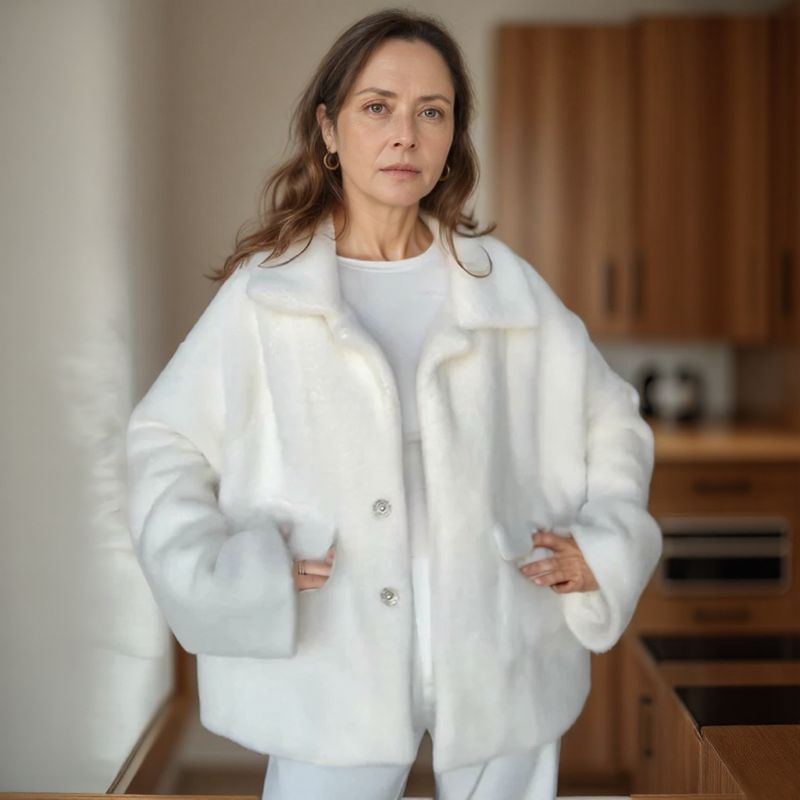 Aurora Plush™ Jas in Fluweelzacht Synthetisch Leer - Luxe en Warmte die je Omhullen!